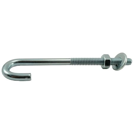 Midwest Fastener 1/4"-20 x 4" Zinc J Hold Down Bolt 6PK 34823